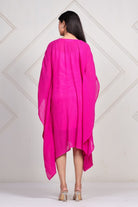 The Kaftan Company Dresses Magenta Pink Pleated Georgette Kaftan Dress