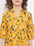 The Kaftan Company Dresses Mustard Floral Print Viscose Maternity & Nursing Midi Dress