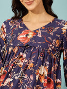 The Kaftan Company Dresses Navy Blue Vintage Floral Maternity and Feeding Kaftan Dress