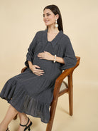 The Kaftan Company Dresses Navy Polka Dot Modal Maternity Dress – Soft & Flowy Comfort