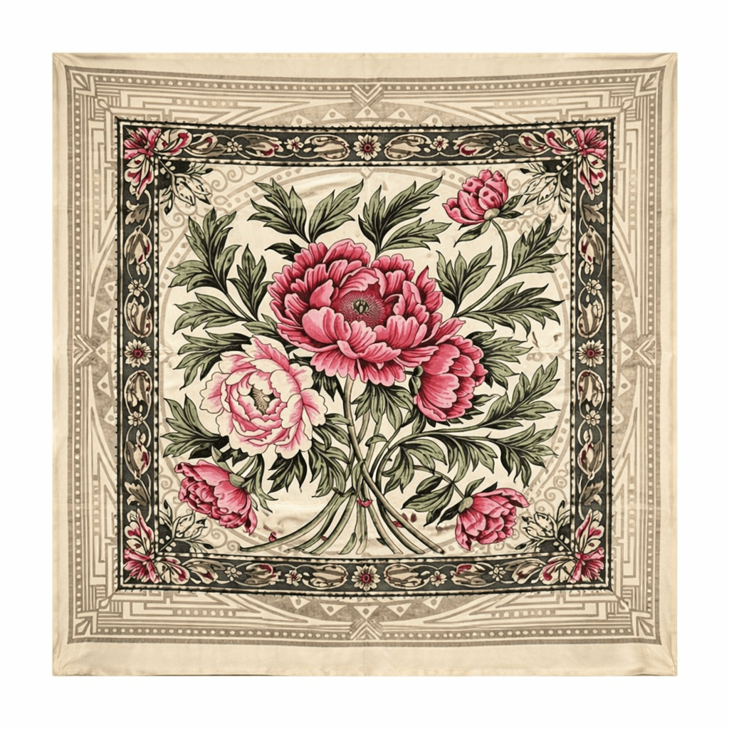 The Kaftan Company Dresses One size Cream Blush Peony Silk Scarf