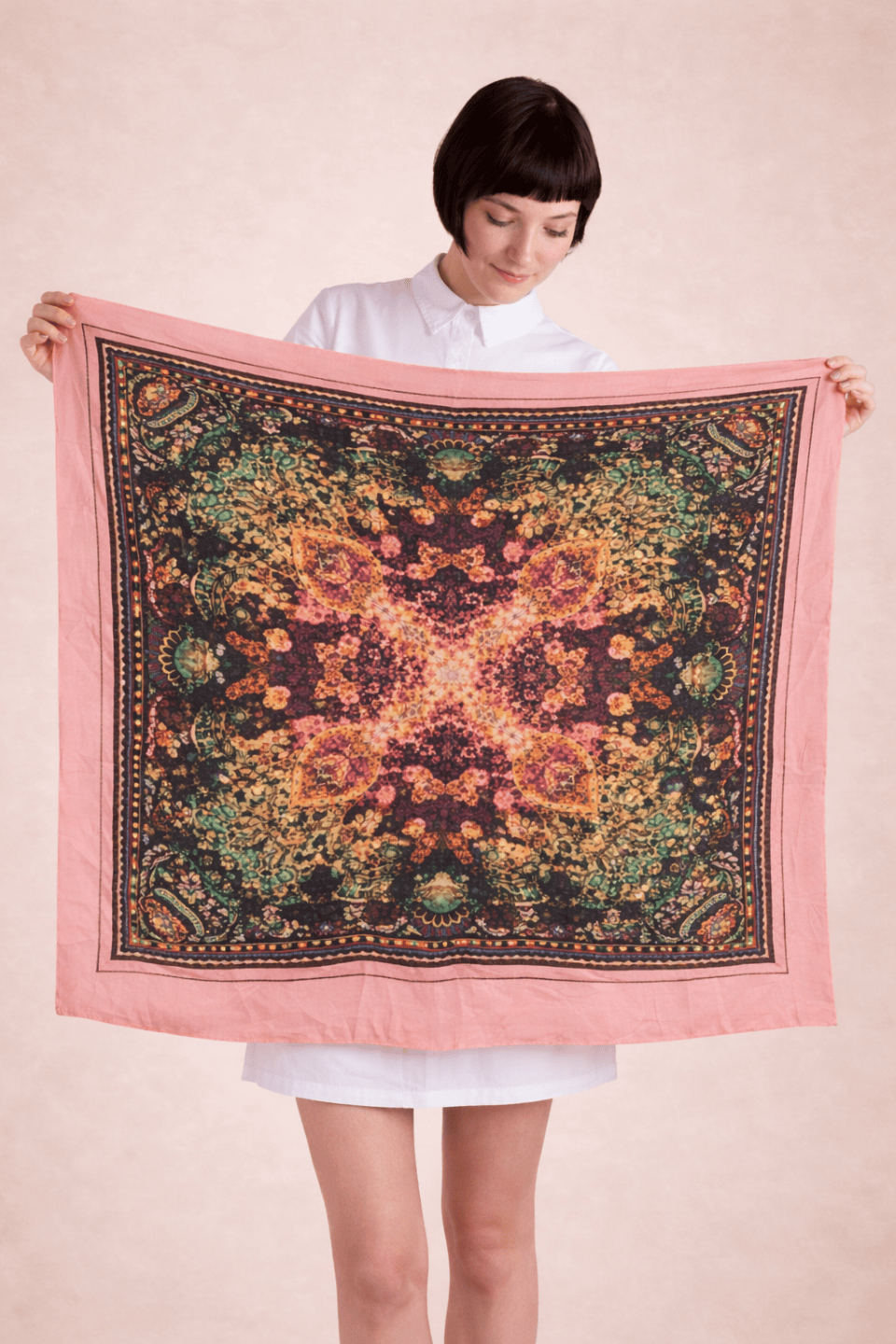 The Kaftan Company Dresses One size Pink Rosé Kaleidoscope Silk Scarf