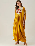 The Kaftan Company Dresses ONESIZE Birds in Paradise Mustard Embellished Maxi Kaftan - Freesize