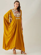 The Kaftan Company Dresses ONESIZE Birds in Paradise Mustard Embellished Maxi Kaftan - Freesize