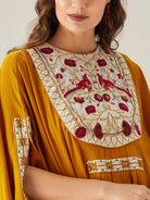 The Kaftan Company Dresses ONESIZE Birds in Paradise Mustard Embellished Maxi Kaftan - Freesize