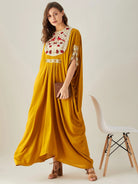 The Kaftan Company Dresses ONESIZE Birds in Paradise Mustard Embellished Maxi Kaftan - Freesize