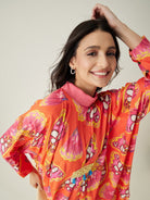 The Kaftan Company Dresses OneSize Coral Flutter Printed Free size Kaftan