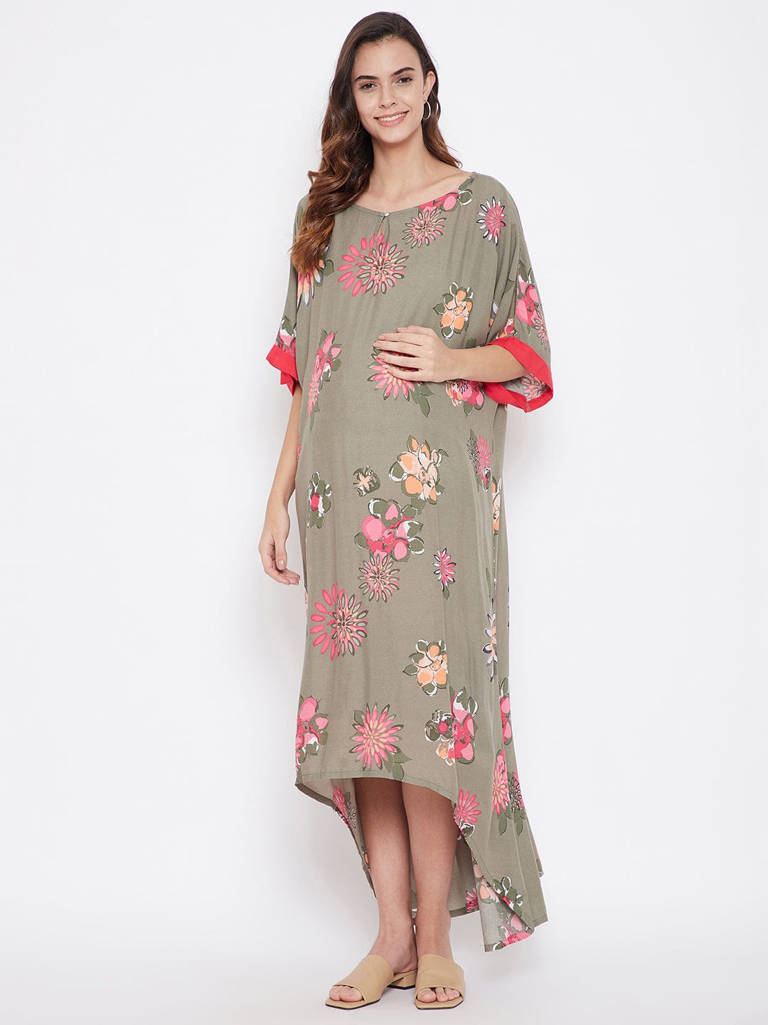 The Kaftan Company Dresses Onesize Sap Green Maxi Freesize Maternity Dress