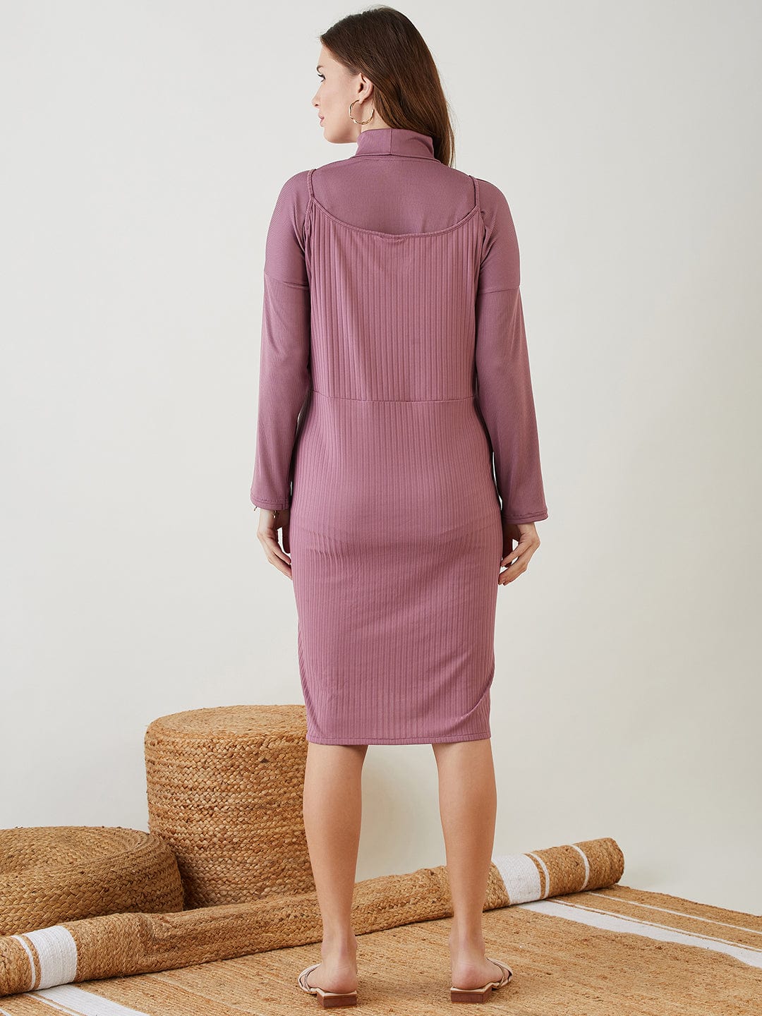 The Kaftan Company Dresses Onion Pink Maternity Dress with Turtle Neck Top