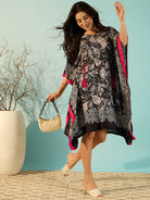 The Kaftan Company Dresses Paisley Printed Black Kaftan Dress For Women