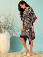 The Kaftan Company Dresses Paisley Printed Black Kaftan Dress For Women