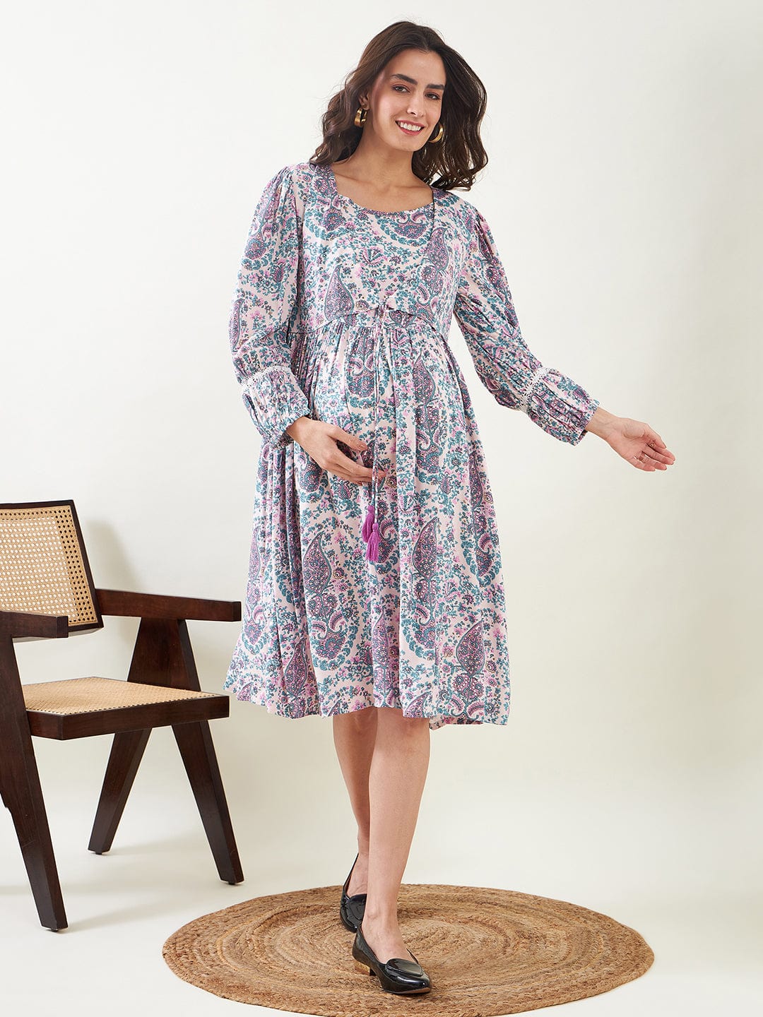 The Kaftan Company Dresses Paisley Printed Maternity and Feeding Dress