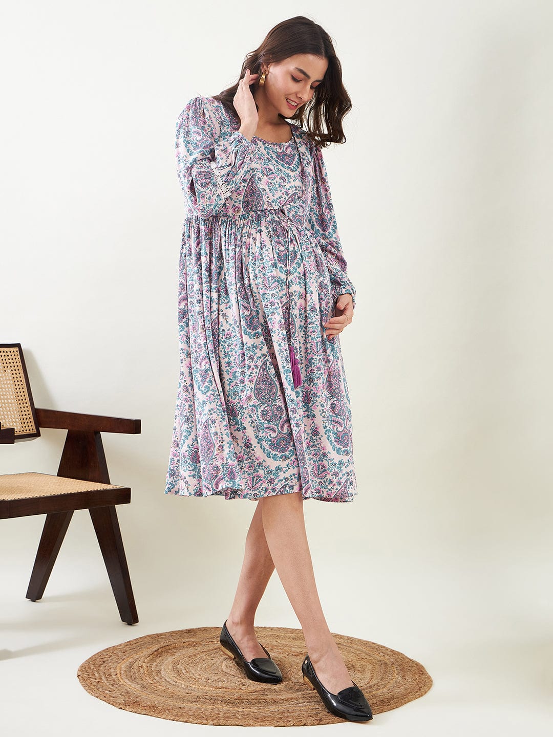 The Kaftan Company Dresses Paisley Printed Maternity and Feeding Dress