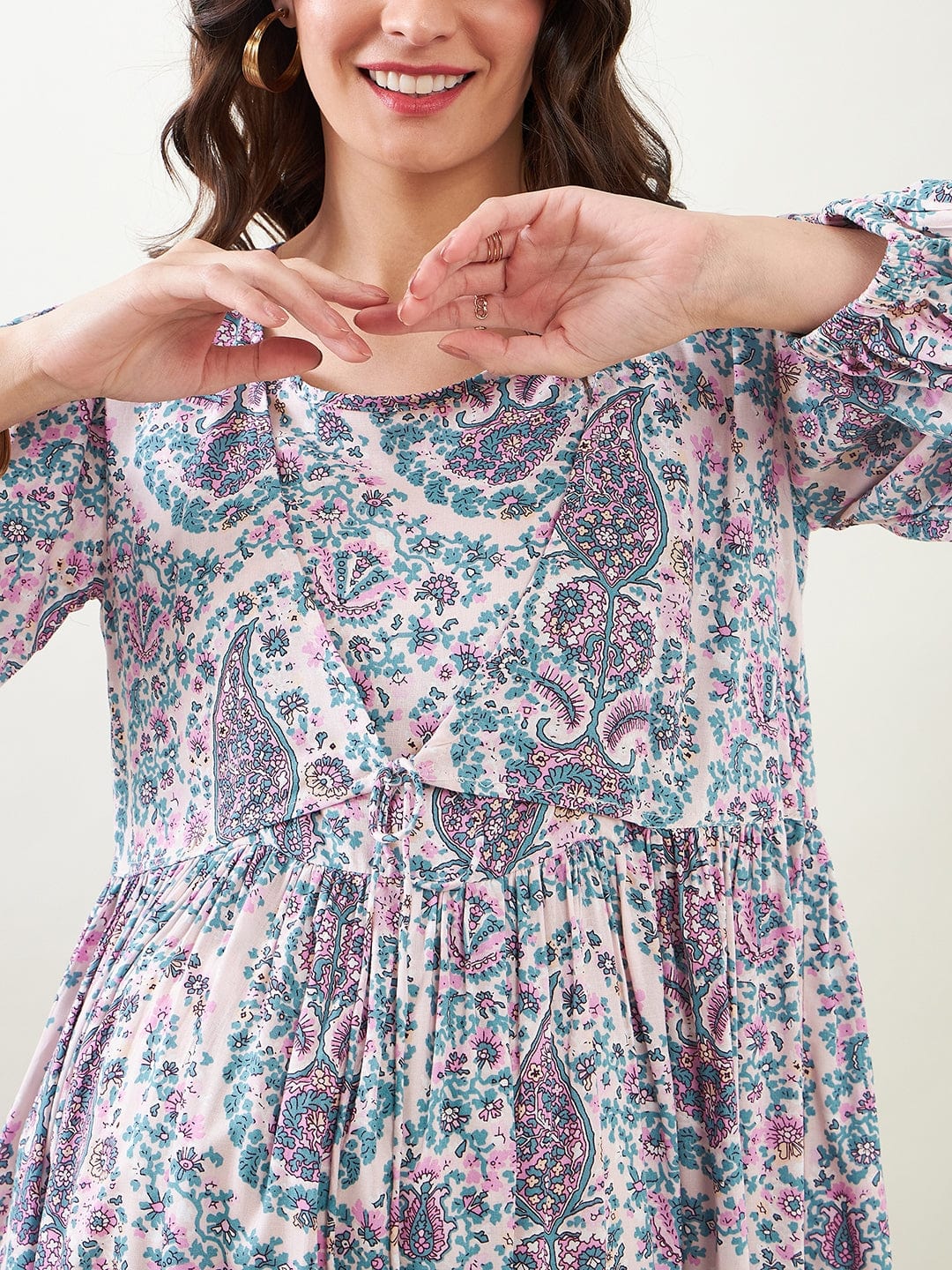 The Kaftan Company Dresses Paisley Printed Maternity and Feeding Dress
