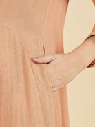 The Kaftan Company Dresses Peach Cotton Maternity Dress with Tie-Up Collar