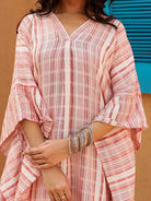 The Kaftan Company Dresses Pink and White Striped Cotton Kaftan Dress