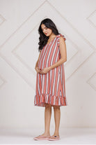 The Kaftan Company Dresses Pink Striped Modal Maternity Nursing Dress