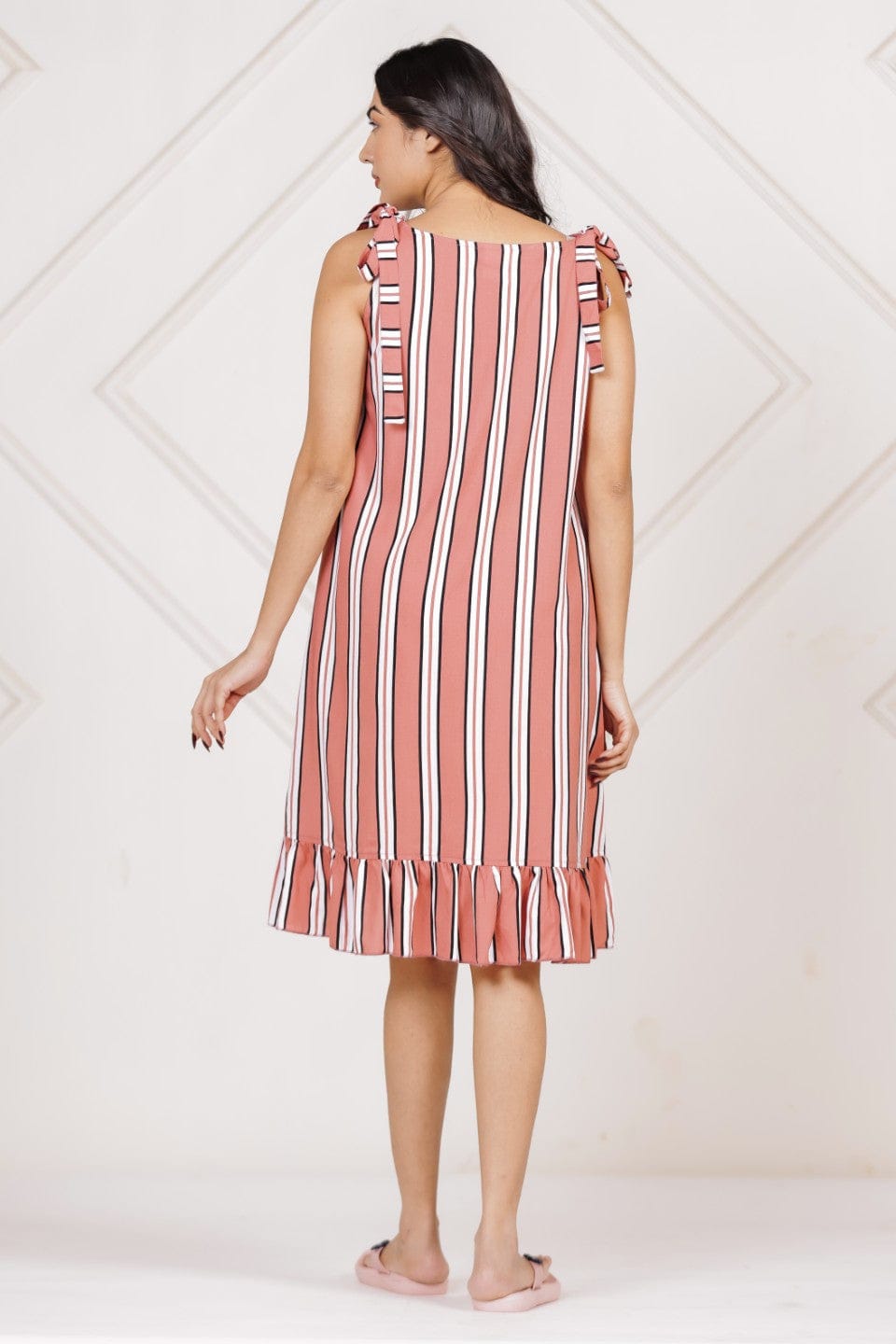 The Kaftan Company Dresses Pink Striped Modal Maternity Nursing Dress
