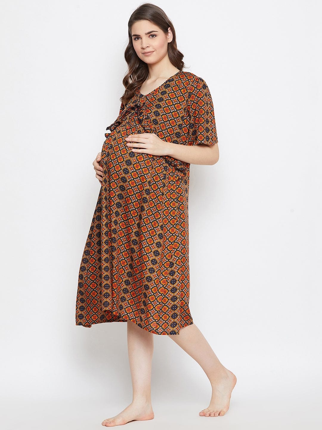 The Kaftan Company Dresses Printed Maternity and Feeding Dress (Final Sale)