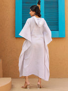 The Kaftan Company Dresses Purple Strieps Printed Hoody Kaftan Dress