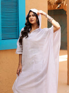 The Kaftan Company Dresses Purple Strieps Printed Hoody Kaftan Dress