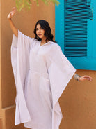 The Kaftan Company Dresses Purple Strieps Printed Hoody Kaftan Dress
