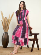 The Kaftan Company Dresses Purple Tie Dye Maternity Dress