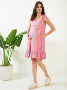 The Kaftan Company Dresses Rosy Striped Maternity and Feeding Dress