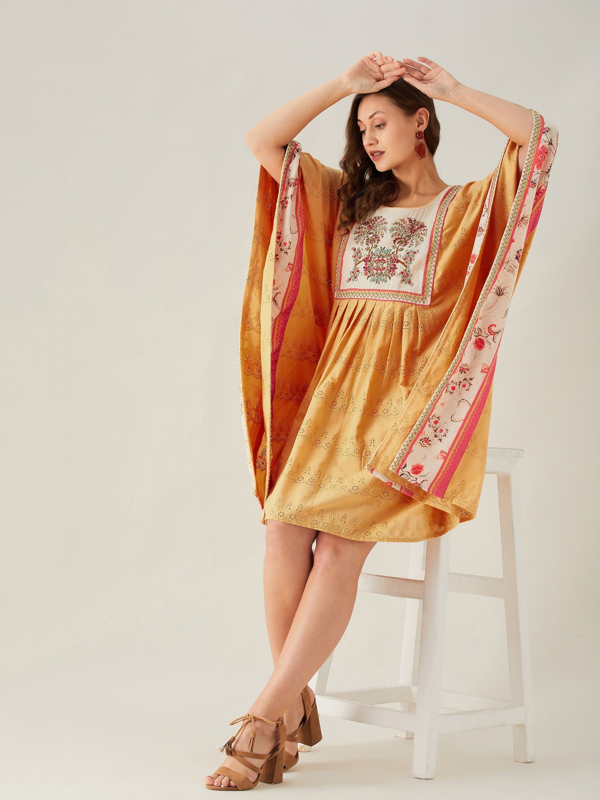 The Kaftan Company Dresses Schifli Hand Embroidered Whispering Kaftan Dress