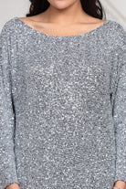 The Kaftan Company Dresses Silver All-Over Sequin Partywear Maxi Dress