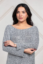 The Kaftan Company Dresses Silver All-Over Sequin Partywear Maxi Dress