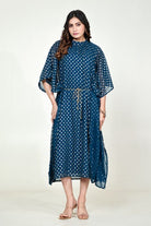 The Kaftan Company Dresses Teal Foil Print Georgette Kaftan Dress