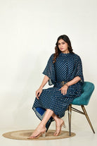 The Kaftan Company Dresses Teal Foil Print Georgette Kaftan Dress
