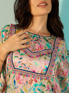 The Kaftan Company Dresses White Floral Printed Glamorous Satin Day Kaftan Dress