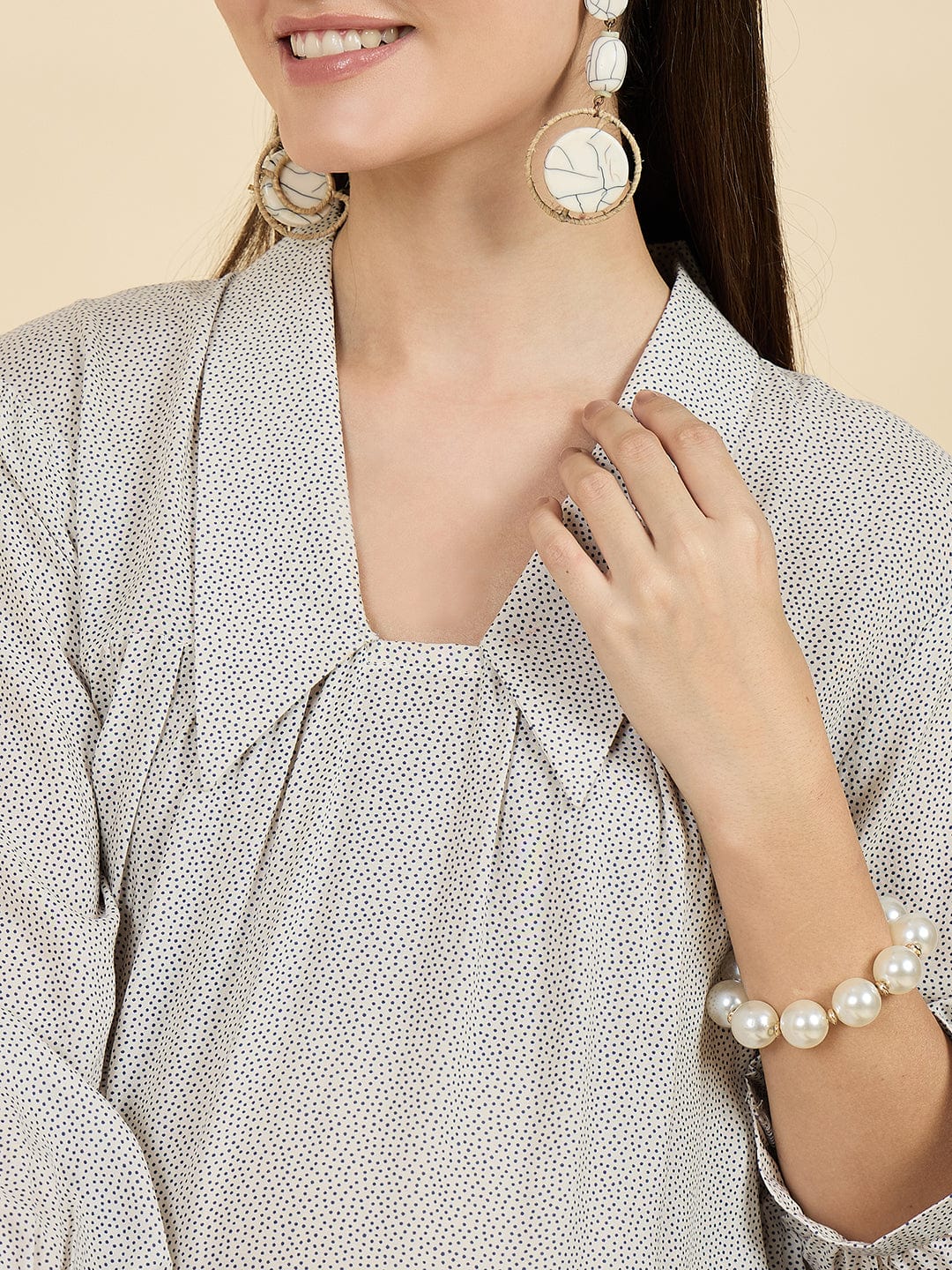 The Kaftan Company Dresses White Polka Dot Modal Maternity Dress – Soft & Flowy Comfort