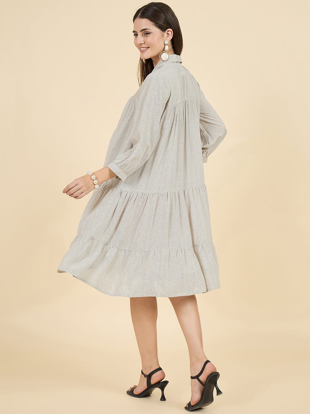 The Kaftan Company Dresses White Polka Dot Modal Maternity Dress – Soft & Flowy Comfort