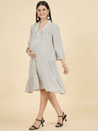 The Kaftan Company Dresses White Polka Dot Modal Maternity Dress – Soft & Flowy Comfort