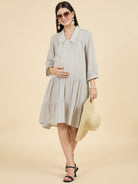 The Kaftan Company Dresses White Polka Dot Modal Maternity Dress – Soft & Flowy Comfort