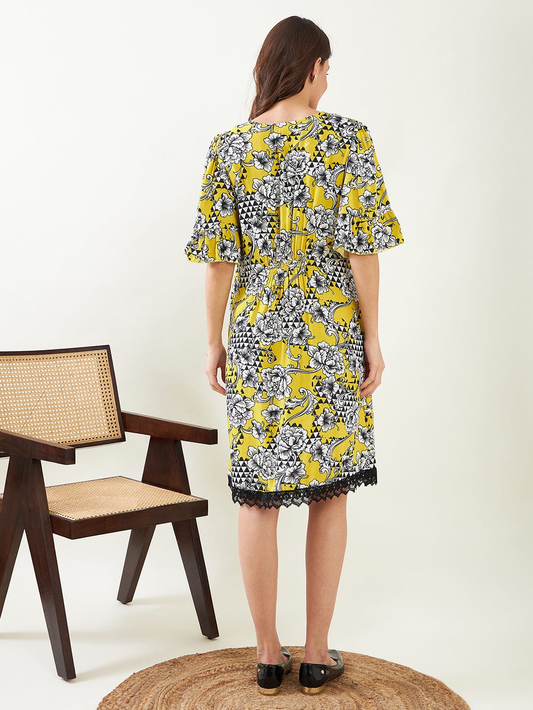The Kaftan Company Dresses Yellow Abstract Floral Maternity Shift Dress