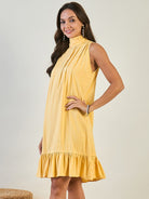 The Kaftan Company Dresses Yellow Hearts Mini Ruffled Dress
