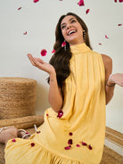 The Kaftan Company Dresses Yellow Hearts Mini Ruffled Dress