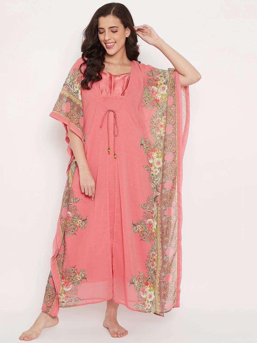 The Kaftan Company Gown Set Blushed Roses Kaftan Gown - (Clearance - Final Sale)