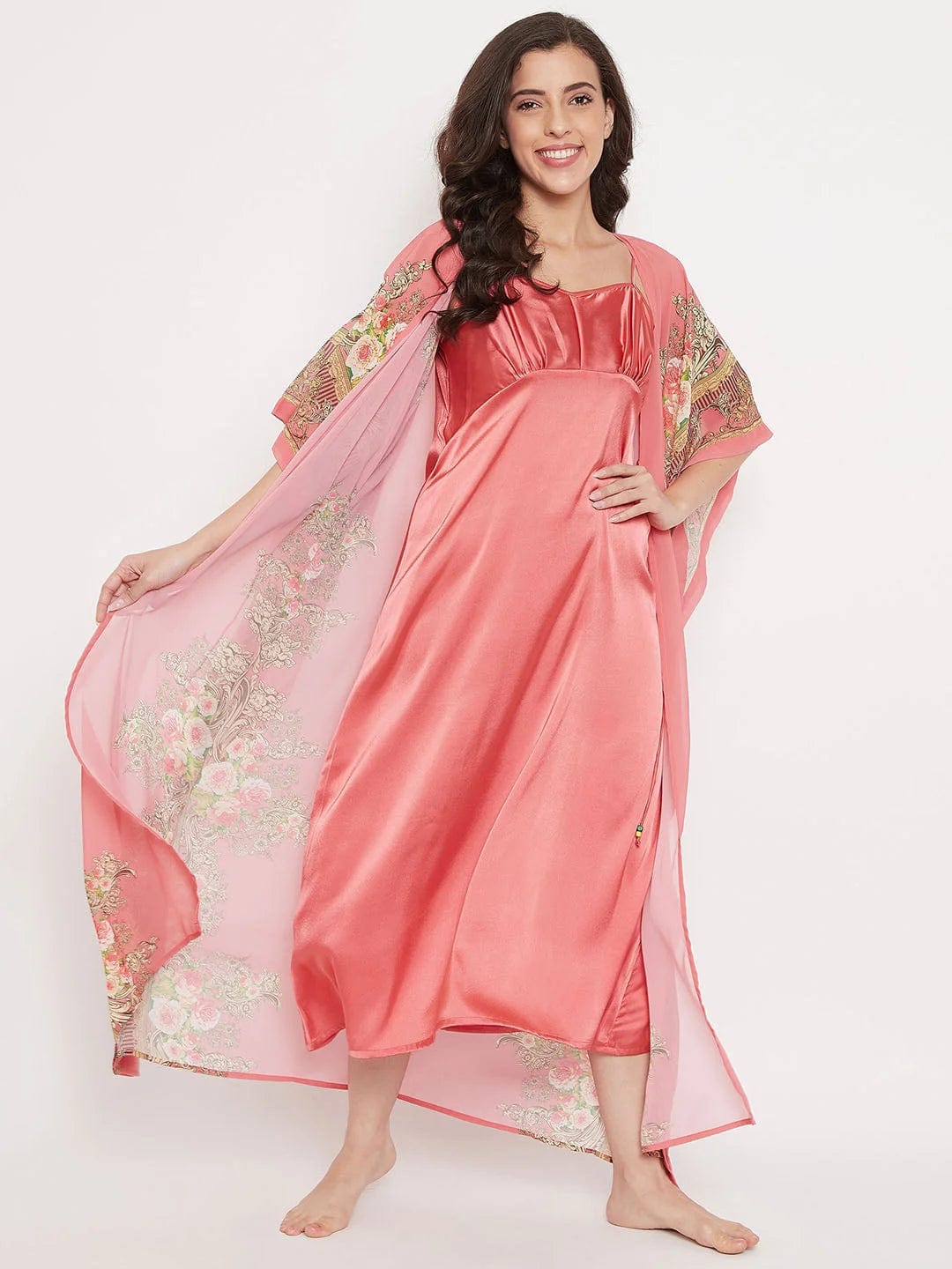 The Kaftan Company Gown Set Blushed Roses Kaftan Gown - (Clearance - Final Sale)