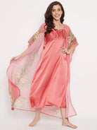 The Kaftan Company Gown Set Blushed Roses Kaftan Gown - (Clearance - Final Sale)