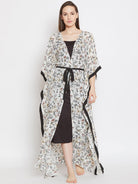 The Kaftan Company Gown Set Floral Printed Kaftan Shrug and Slip Set