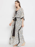 The Kaftan Company Gown Set Floral Printed Kaftan Shrug and Slip Set