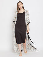 The Kaftan Company Gown Set Floral Printed Kaftan Shrug and Slip Set