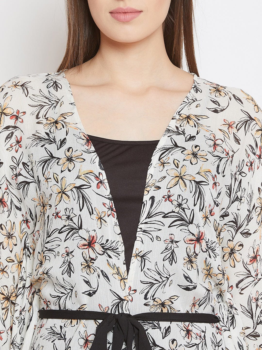 The Kaftan Company Gown Set Floral Printed Kaftan Shrug and Slip Set