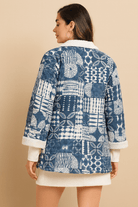 The Kaftan Company Jacket Indigo Aztec Patchwork Jacket with Fleece Lining