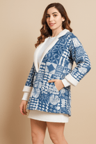 The Kaftan Company Jacket Indigo Aztec Patchwork Jacket with Fleece Lining
